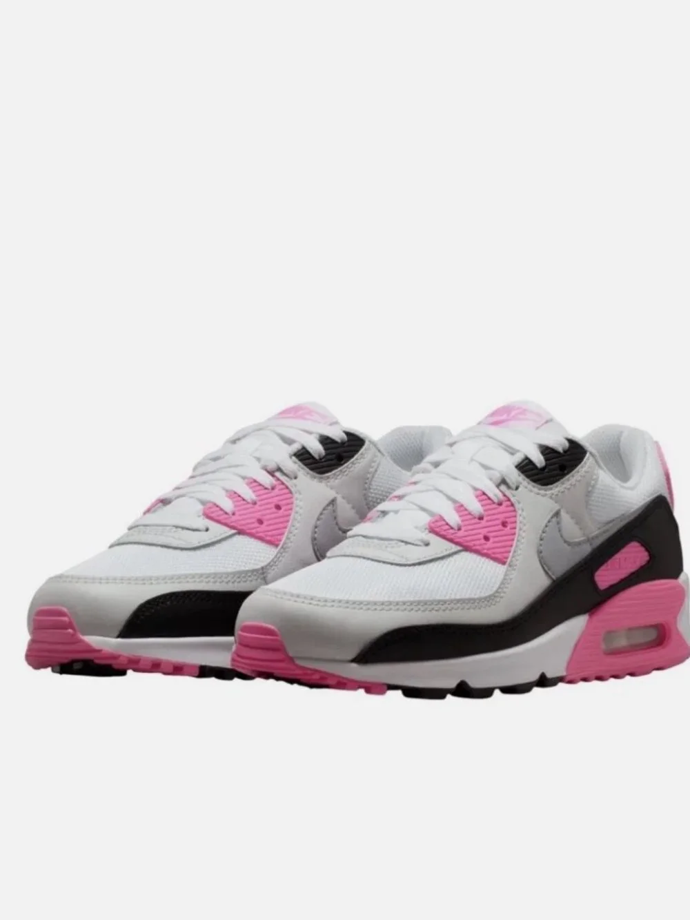 Nike Air Max 90 Shoe Y 4.5 EU 36.5 Sneaker Low Top White Gray Black Pink Girls
